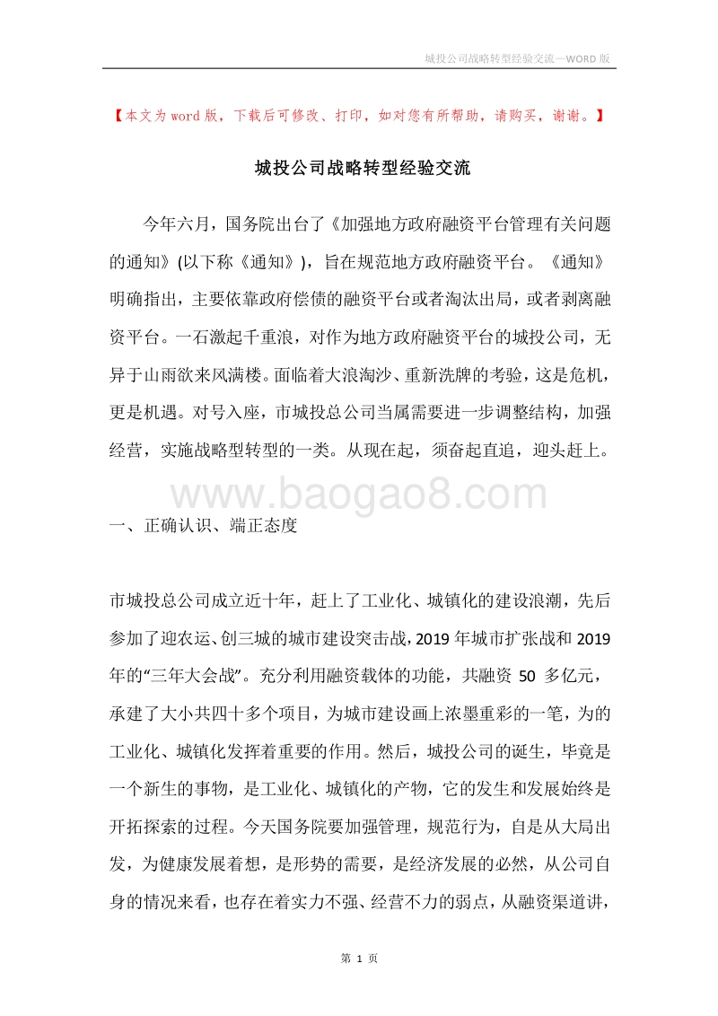城投公司战略转型经验交流.docx_第1页