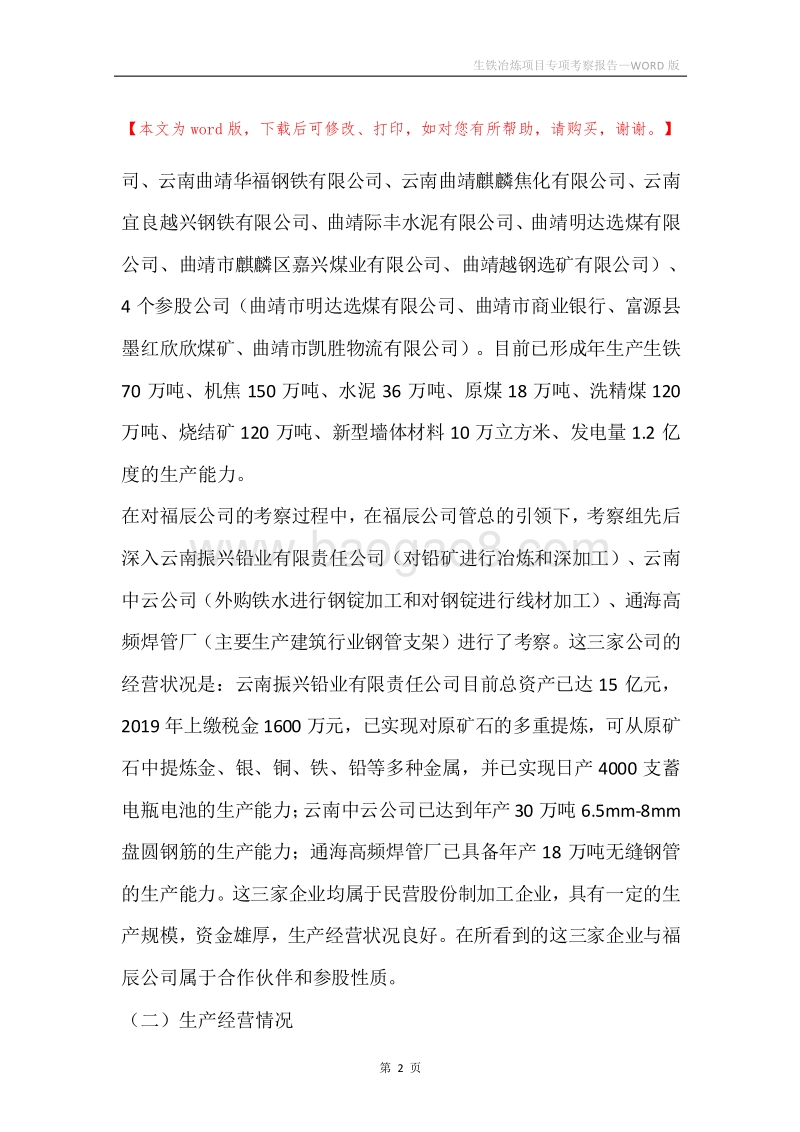 生铁冶炼项目专项考察报告.docx_第2页