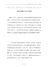 2019年全镇上半年工作总结.docx