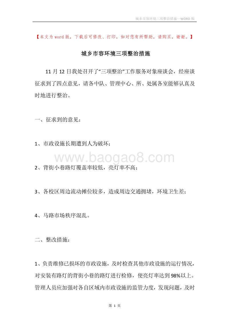 城乡市容环境三项整治措施.docx_第1页