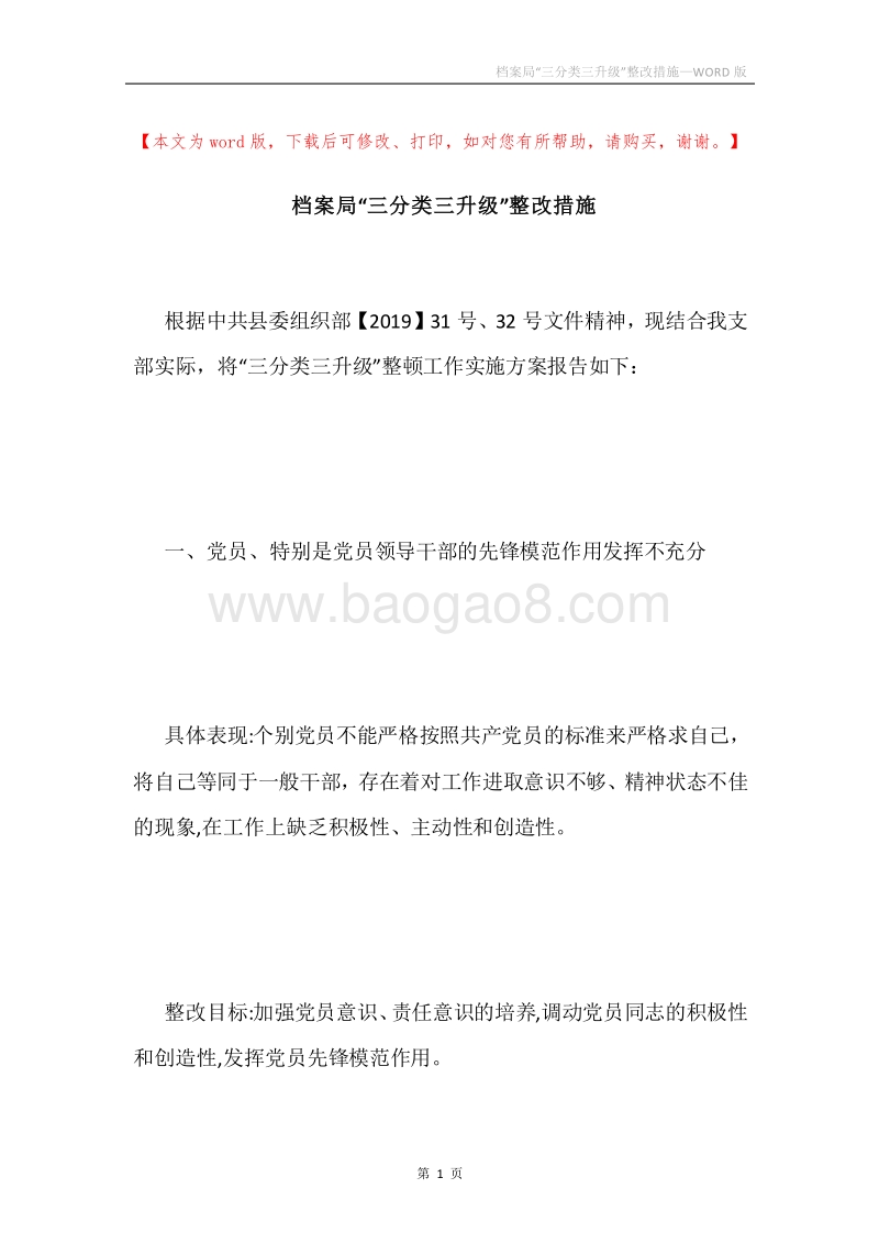 档案局“三分类三升级”整改措施.docx_第1页