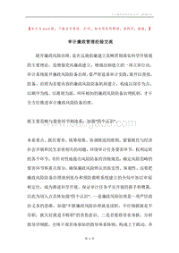 审计廉政管理经验交流.docx