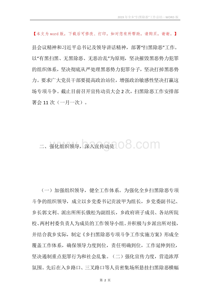 2019年全乡“扫黑除恶”工作总结.docx_第2页