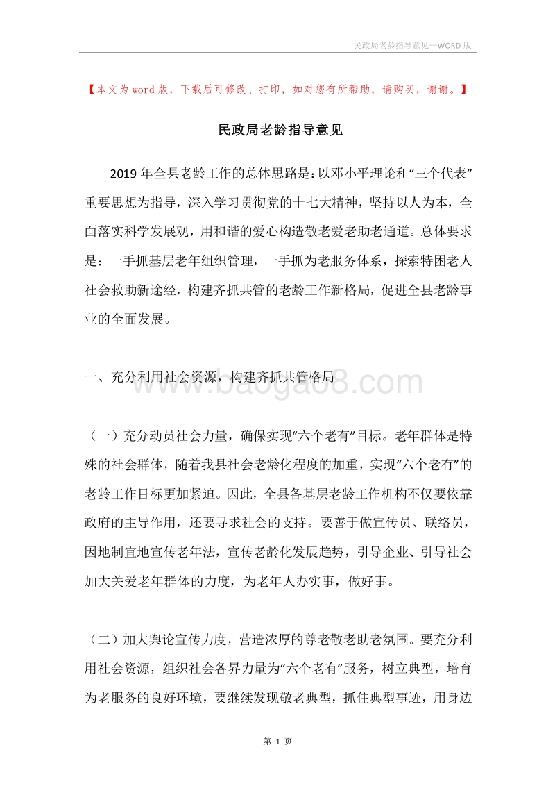 民政局老龄指导意见.docx_第1页