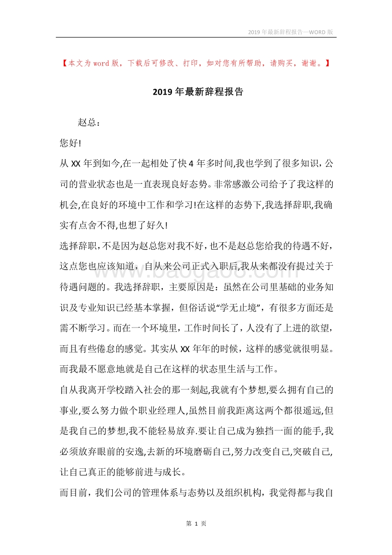 2019年最新辞程报告.docx_第1页