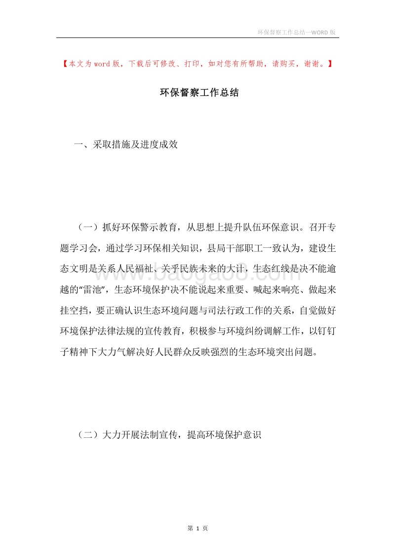 环保督察工作总结.docx_第1页