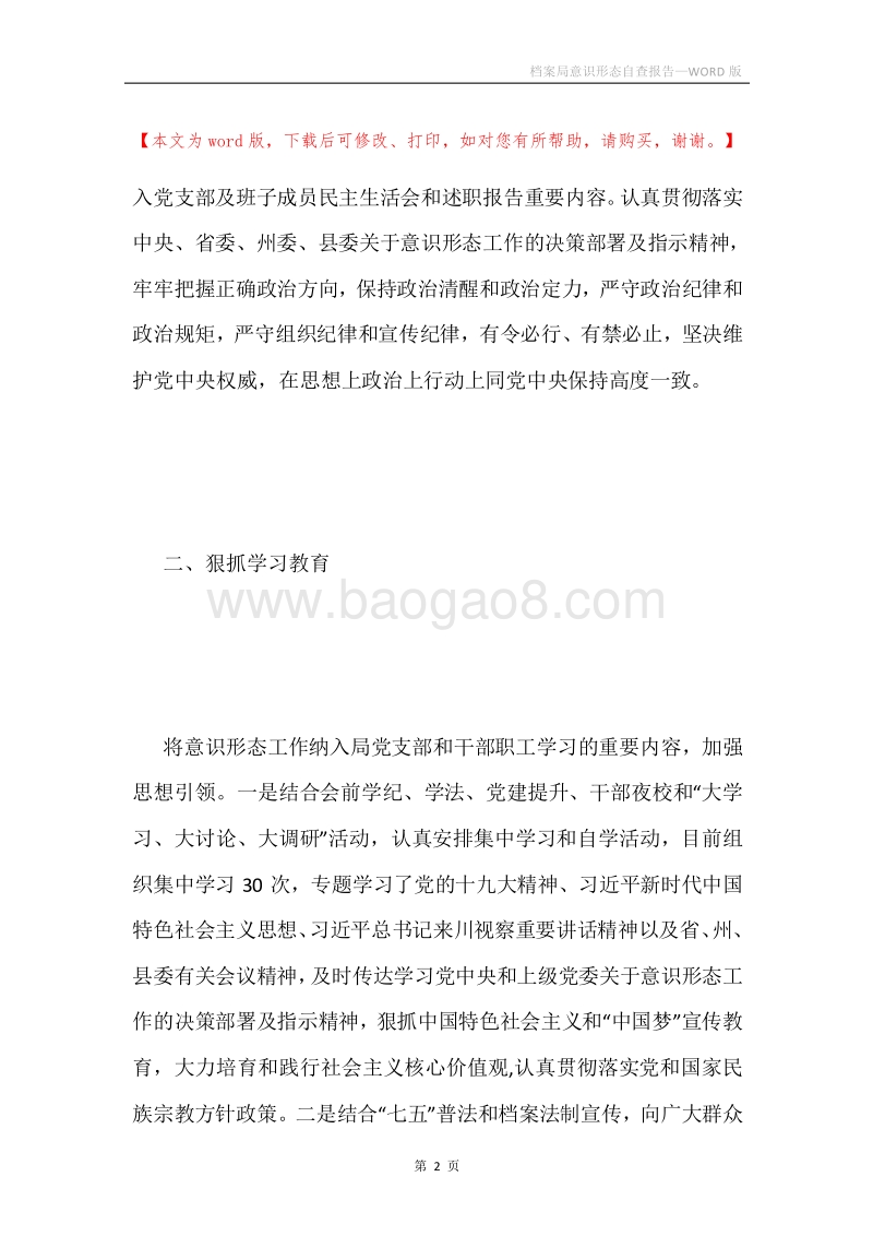 档案局意识形态自查报告.docx_第2页