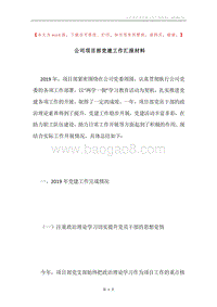 公司项目部党建工作汇报材料.docx
