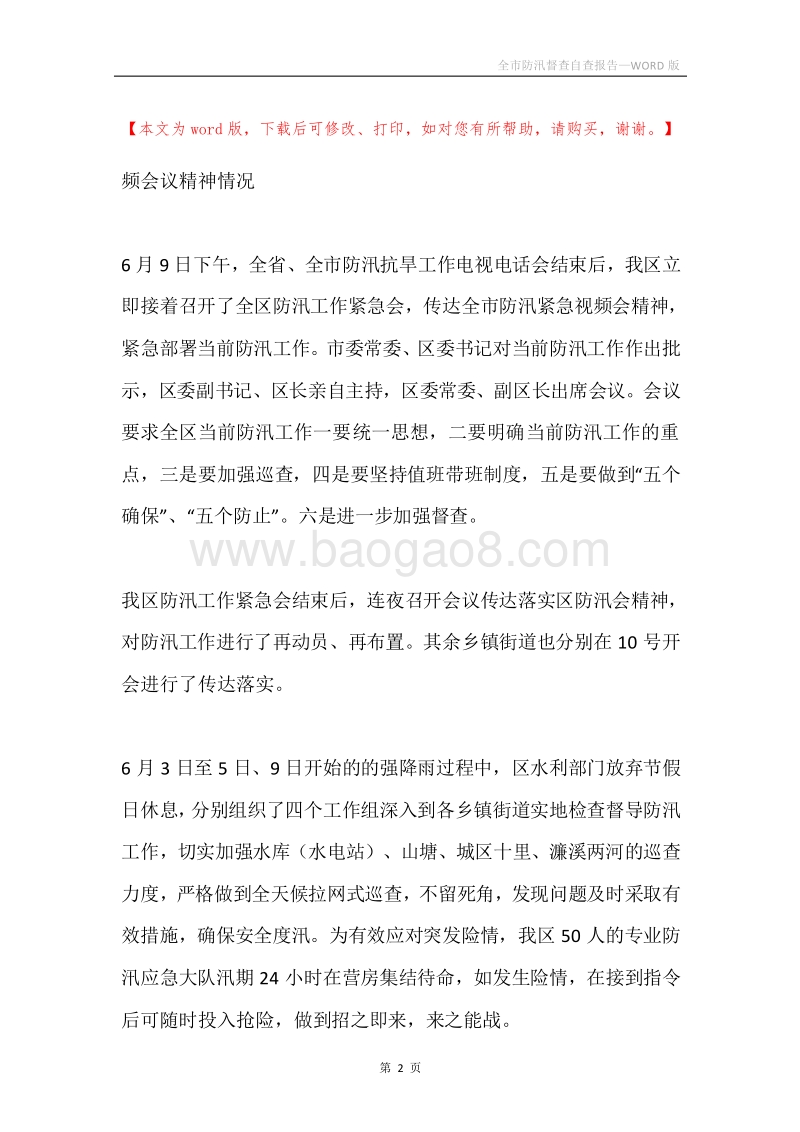 全市防汛督查自查报告.docx_第2页