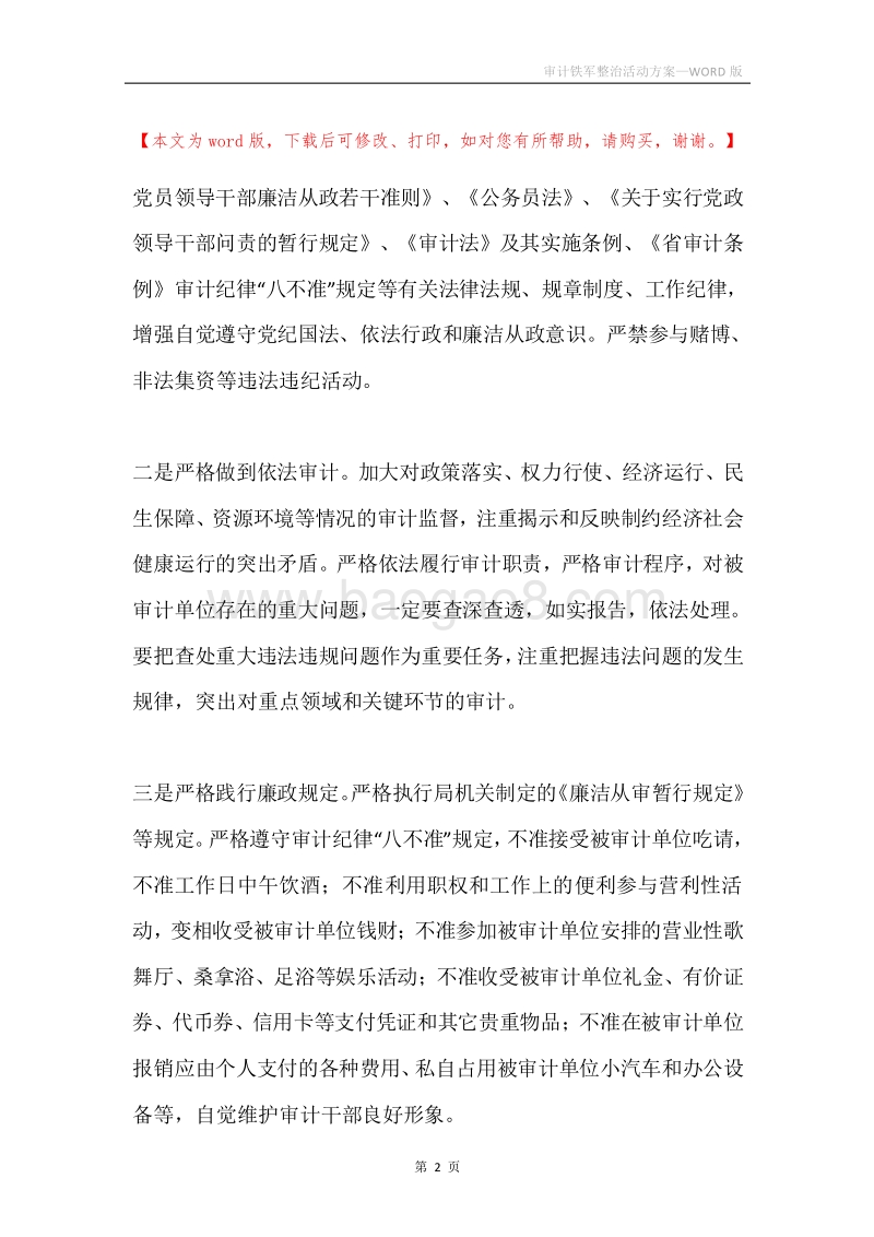 审计铁军整治活动方案.docx_第2页
