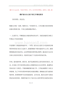煤矿综合办公室干部工作情况报告.docx