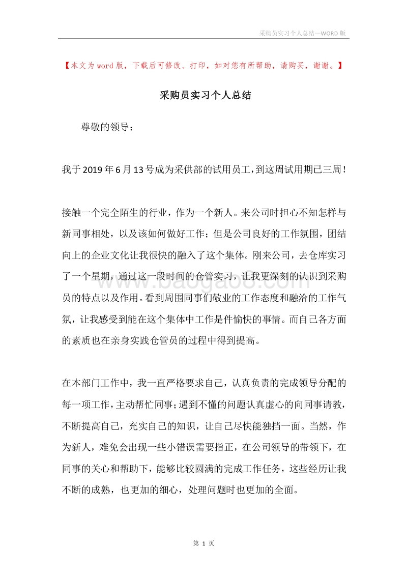 采购员实习个人总结.docx_第1页