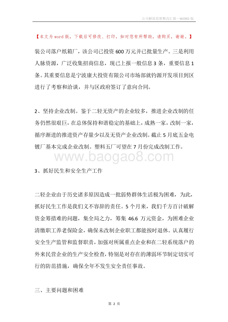 公司解放思想整改汇报.docx_第2页