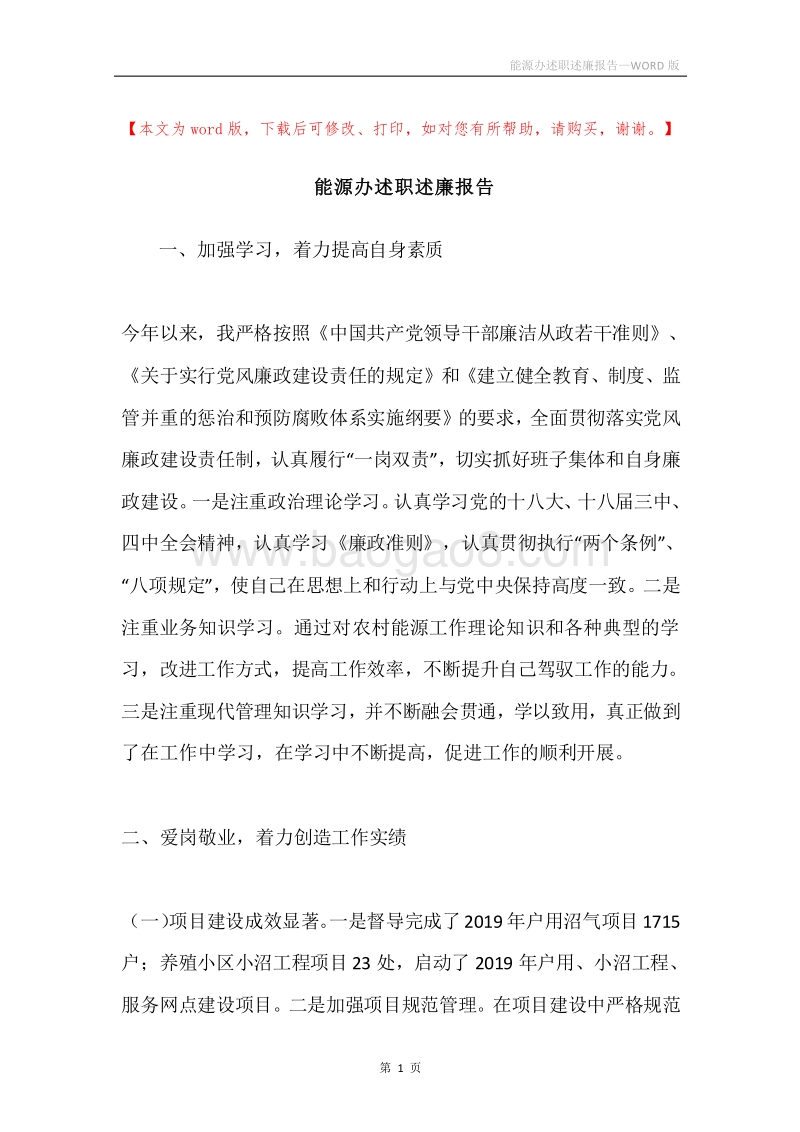 能源办述职述廉报告.docx_第1页