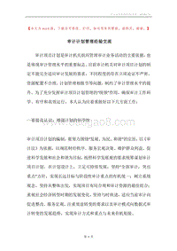 审计计划管理经验交流.docx