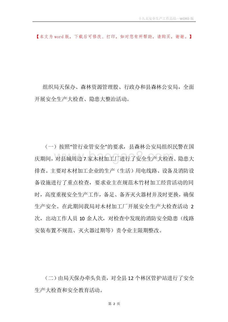 十九大安全生产工作总结.docx_第2页