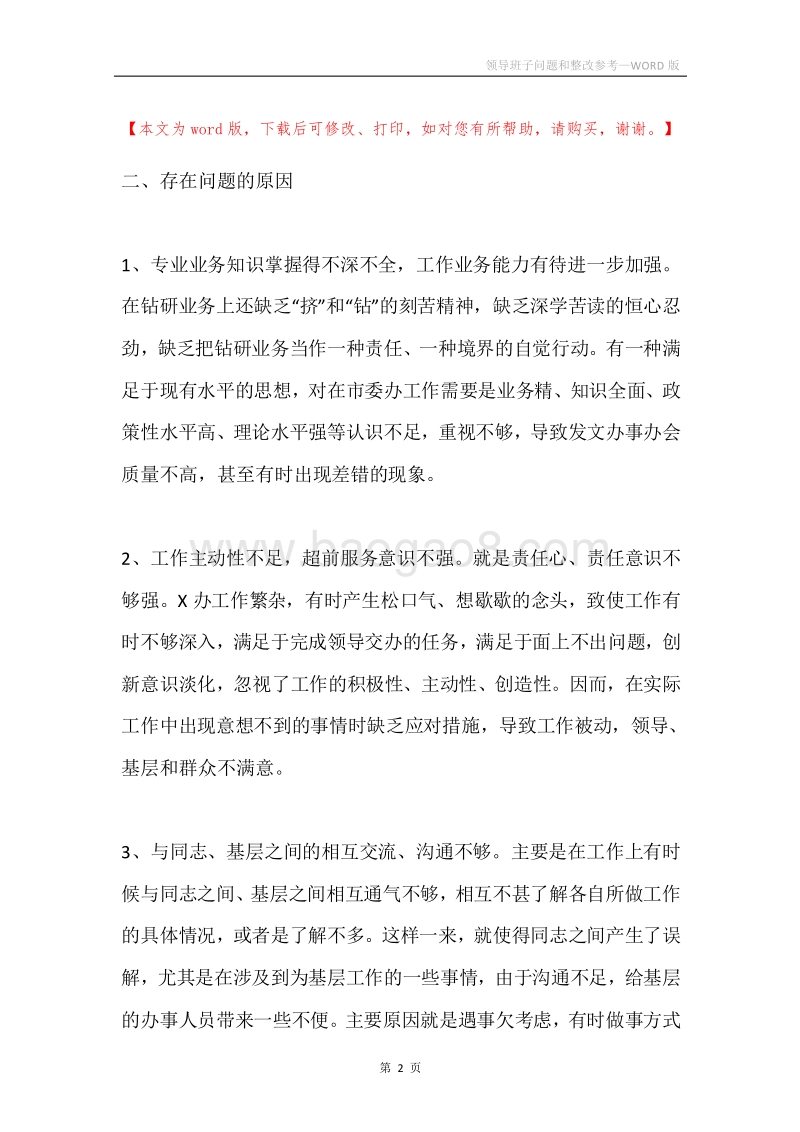 领导班子问题和整改参考.docx_第2页
