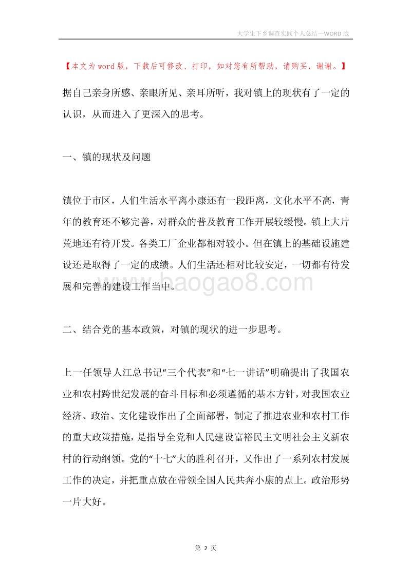 大学生下乡调查实践个人总结.docx_第2页