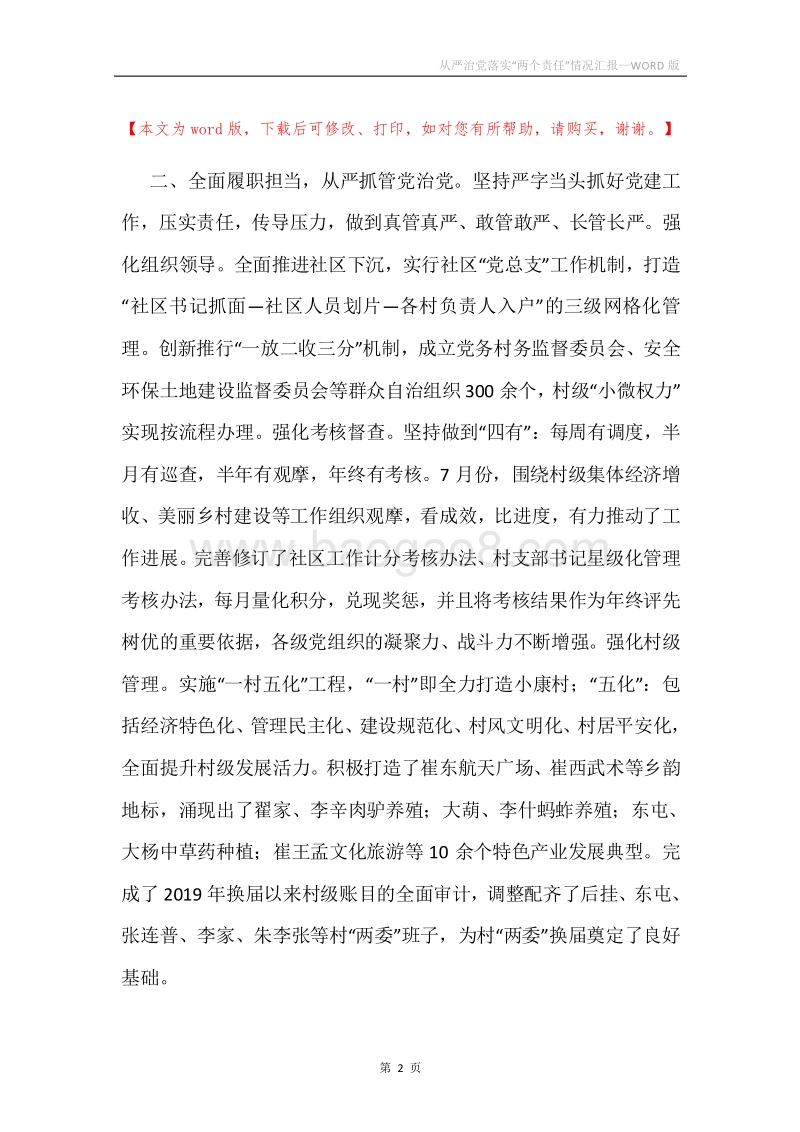 从严治党落实“两个责任”情况汇报.docx_第2页