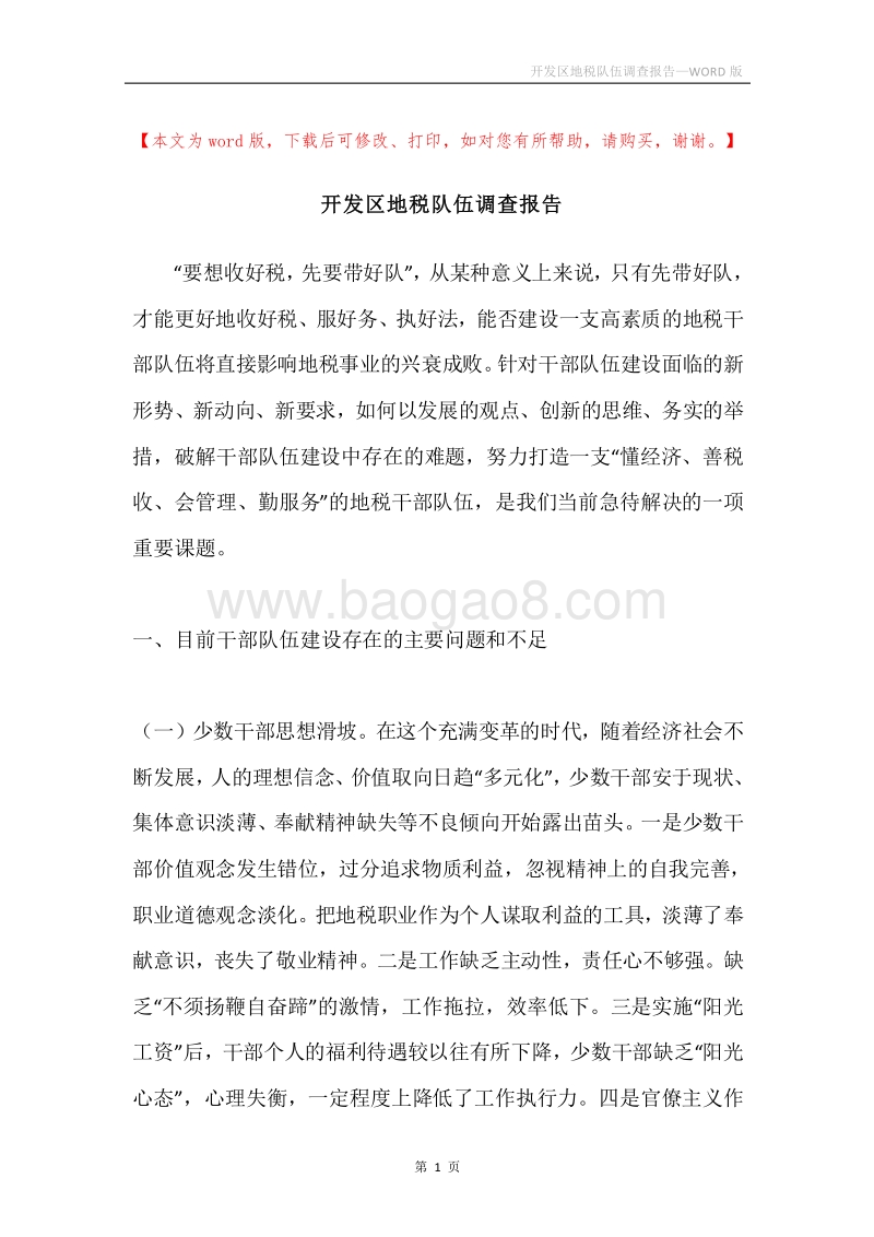 开发区地税队伍调查报告.docx_第1页