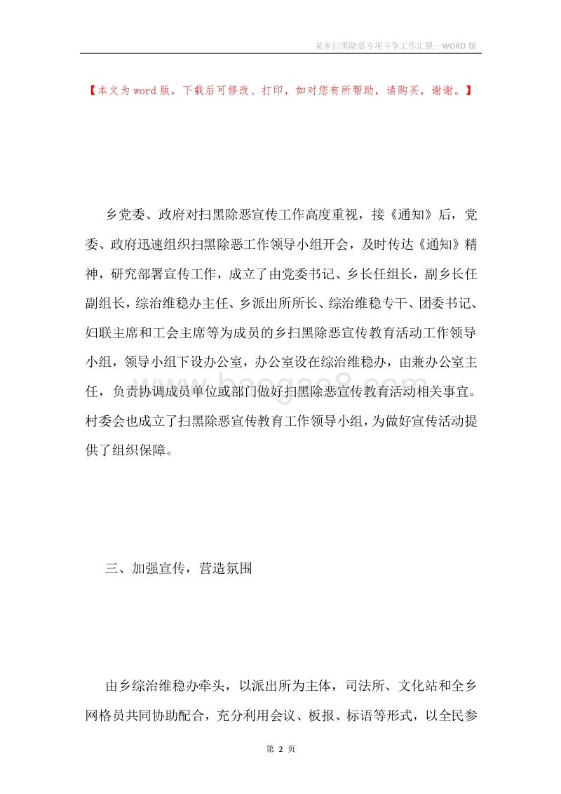 某乡扫黑除恶专项斗争工作汇报.docx_第2页