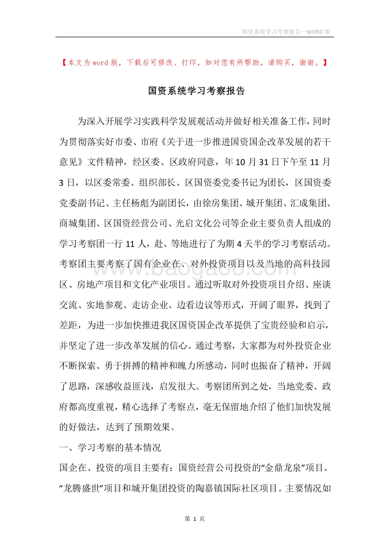 国资系统学习考察报告.docx_第1页