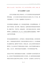 电子企业销售个人总结.docx