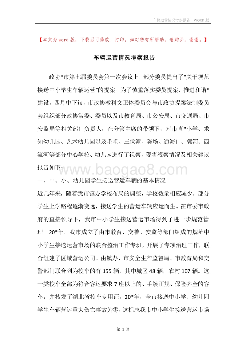 车辆运营情况考察报告.docx_第1页