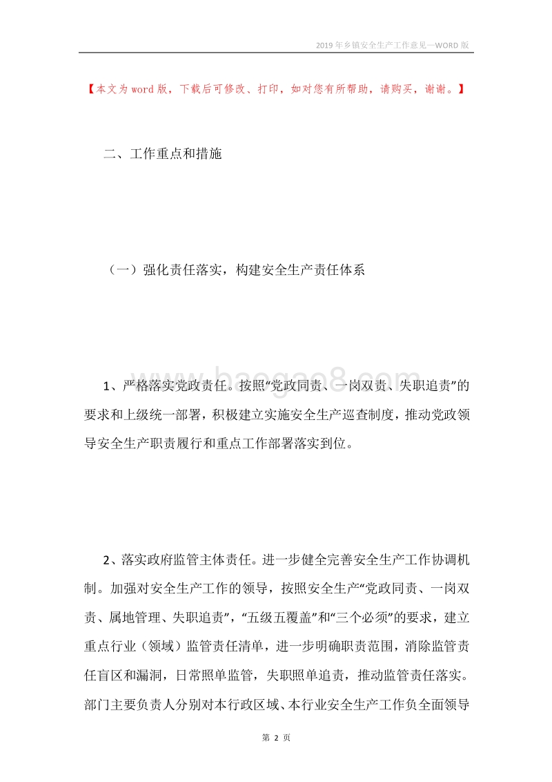 2019年乡镇安全生产工作意见.docx_第2页