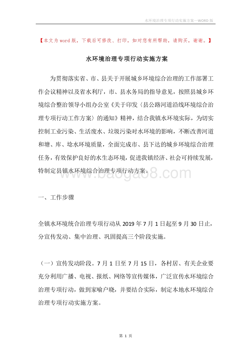 水环境治理专项行动实施方案.docx_第1页