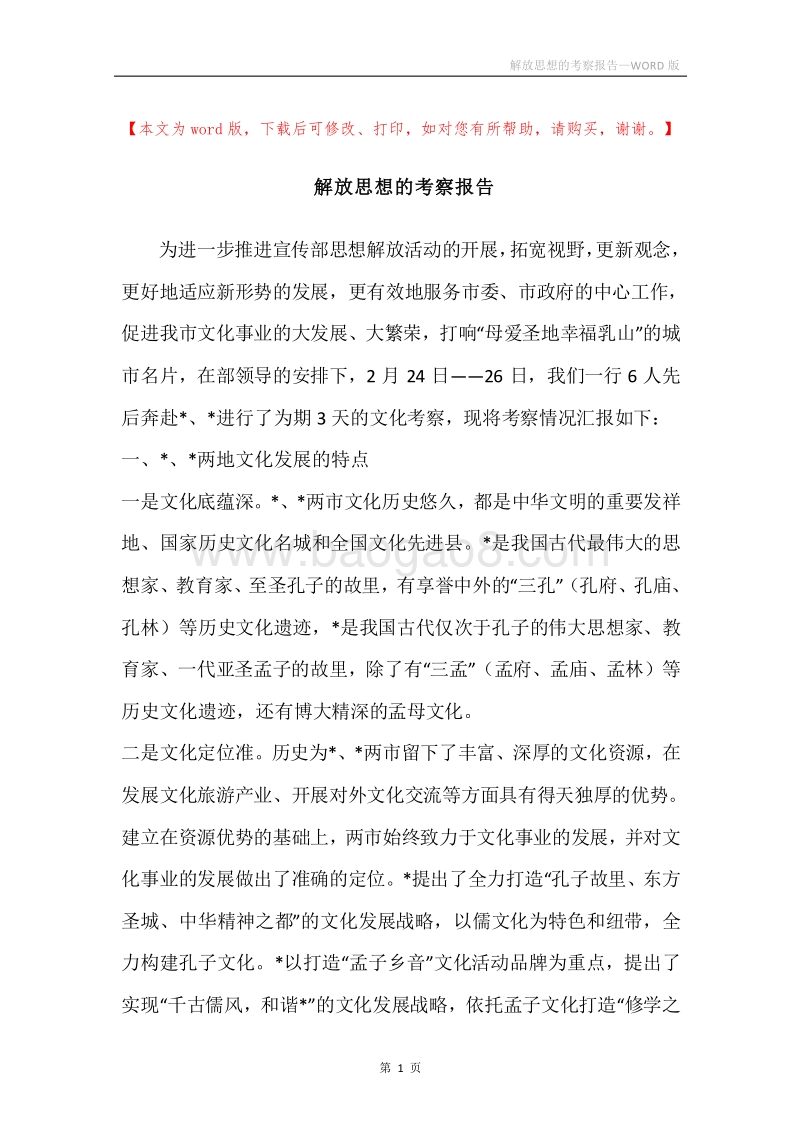 解放思想的考察报告.docx_第1页
