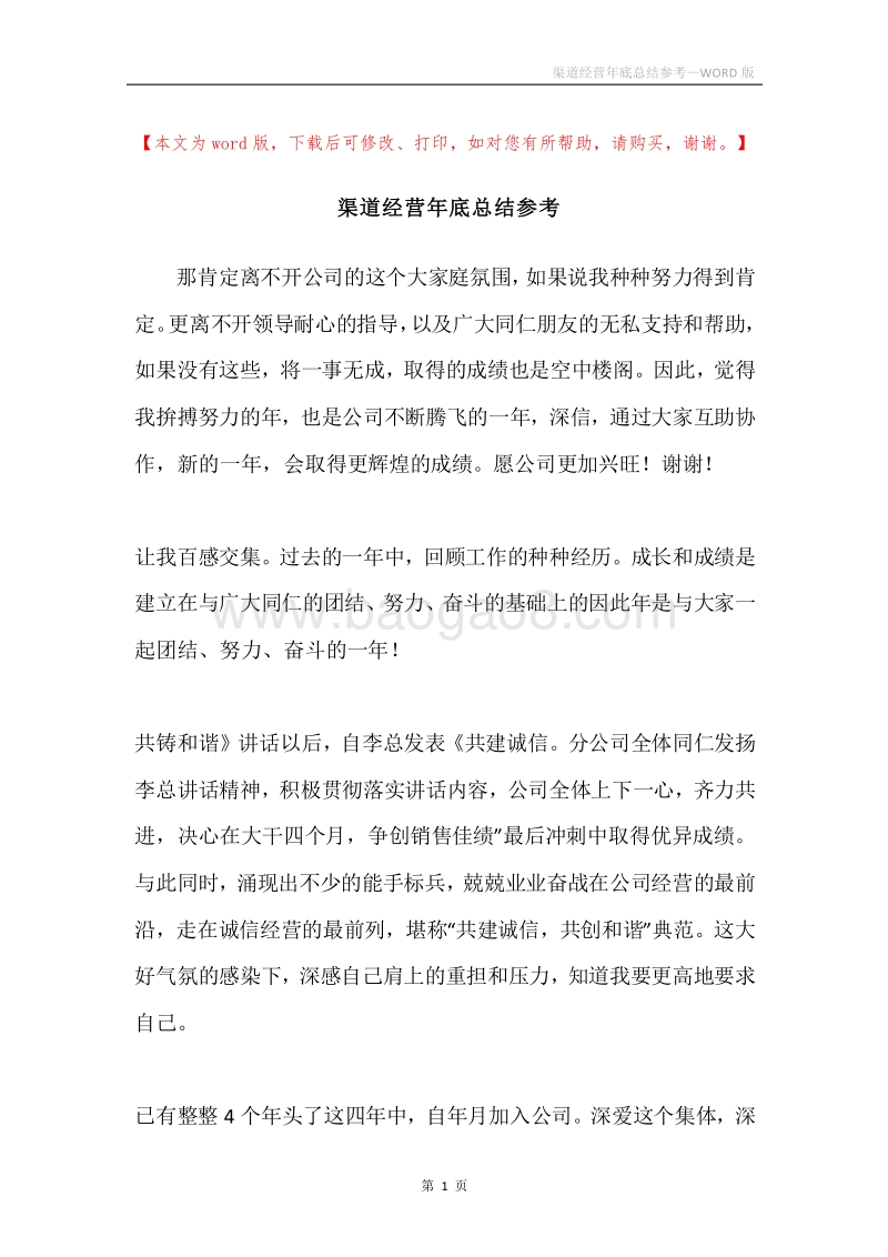 渠道经营年底总结参考.docx_第1页