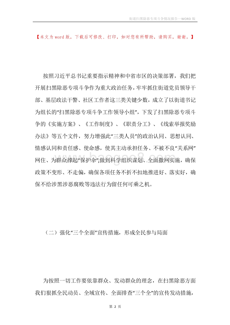 街道扫黑除恶专项斗争情况报告.docx_第2页