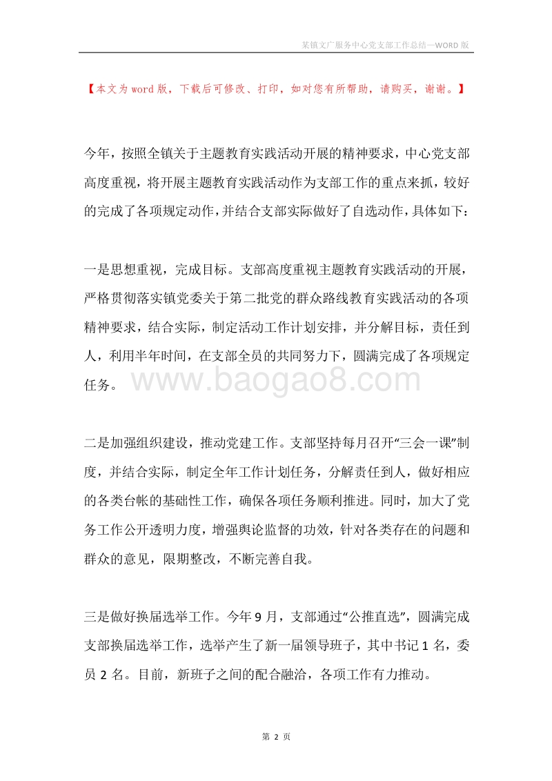 某镇文广服务中心党支部工作总结.docx_第2页