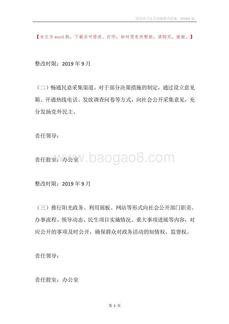 领导班子民主问题整改措施.docx_第2页