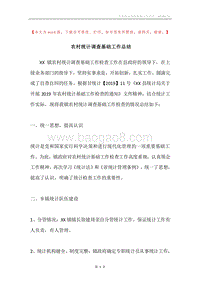 农村统计调查基础工作总结.docx