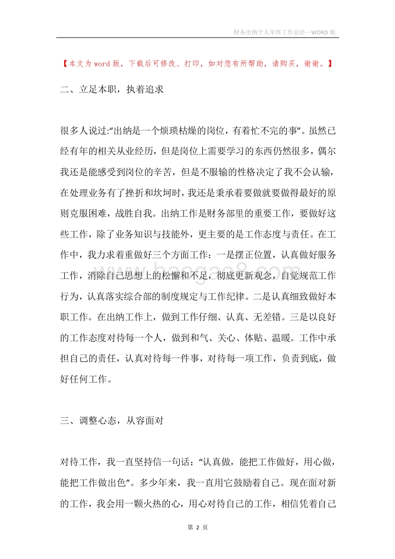 财务出纳个人年终工作总结.docx_第2页