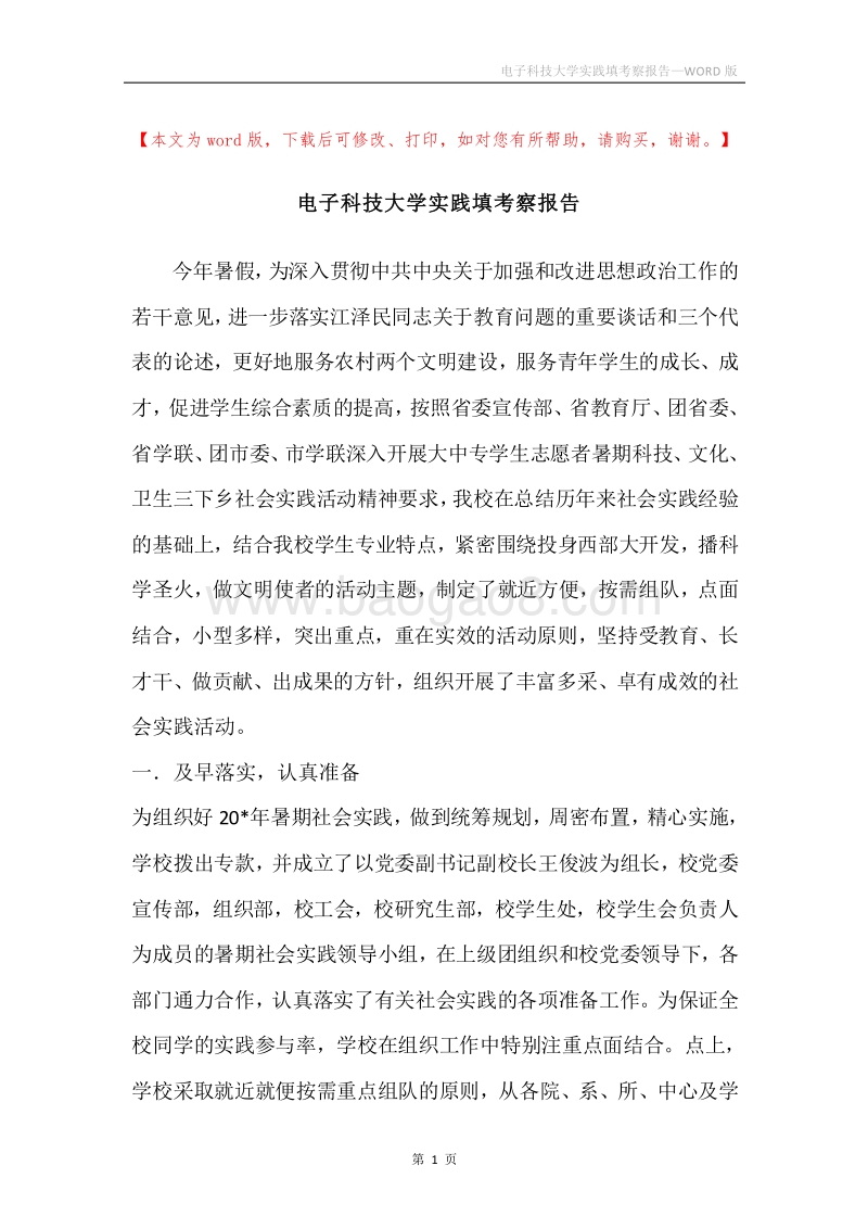 电子科技大学实践填考察报告.docx_第1页