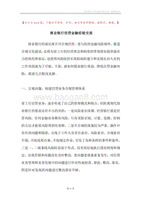 商业银行信贷金融经验交流.docx