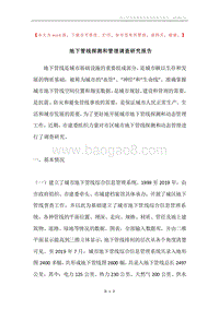 地下管线探测和管理调查研究报告.docx