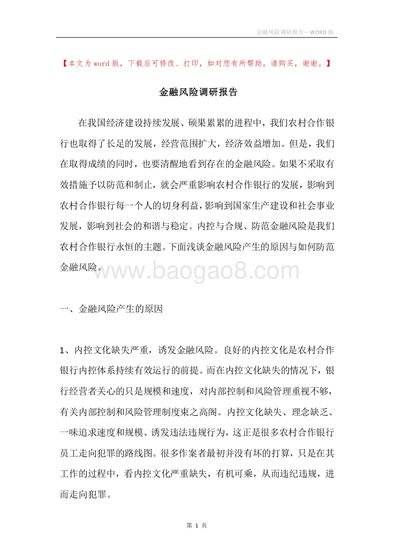 金融风险调研报告.docx_第1页