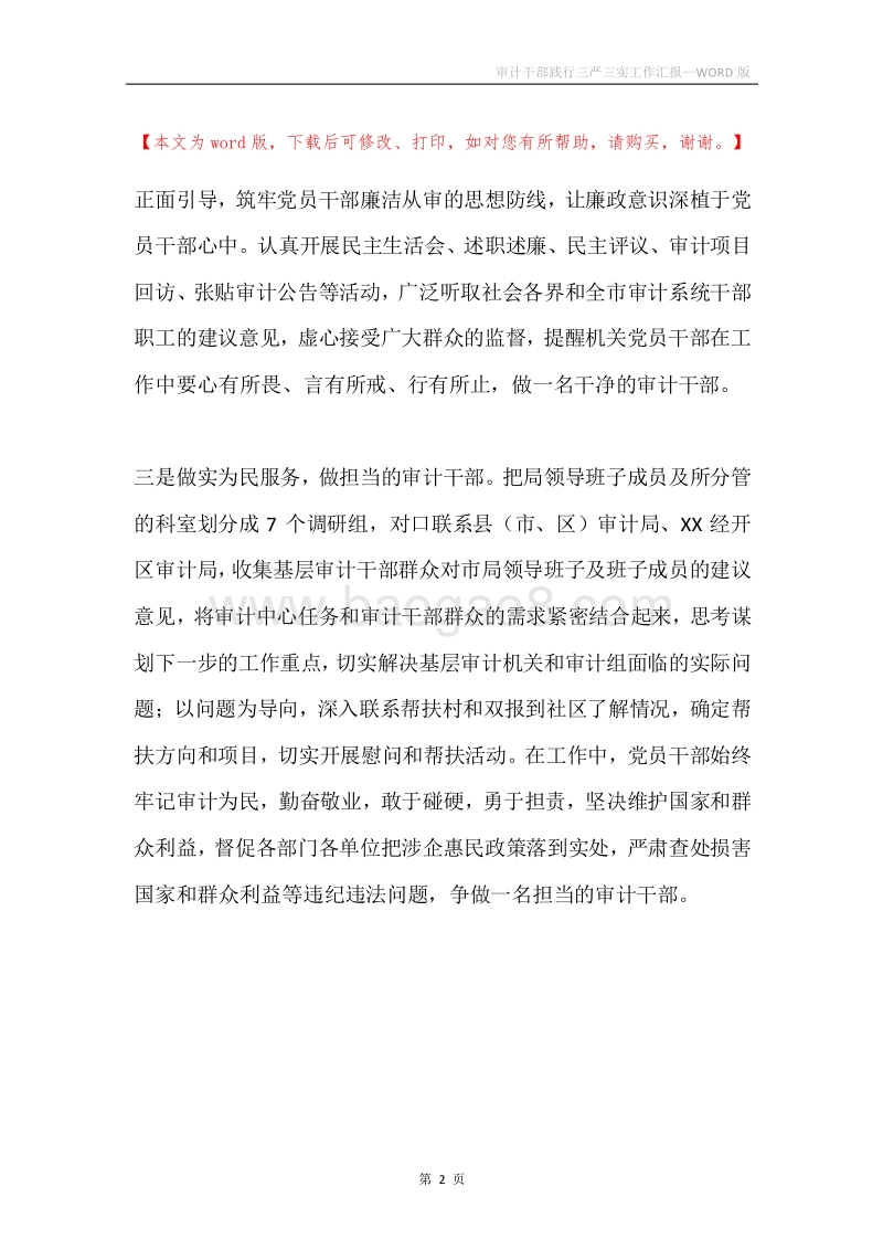 审计干部践行三严三实工作汇报.docx_第2页