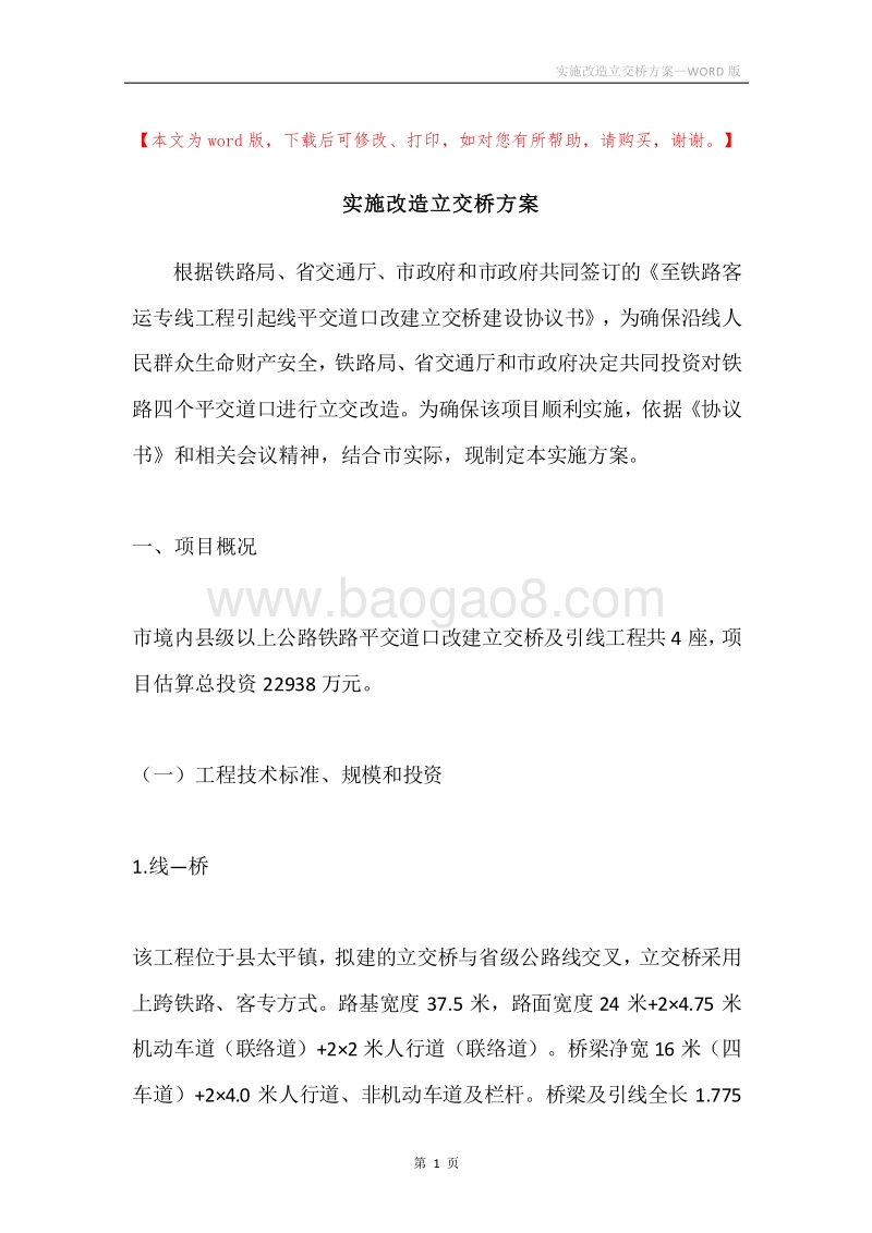 实施改造立交桥方案.docx_第1页