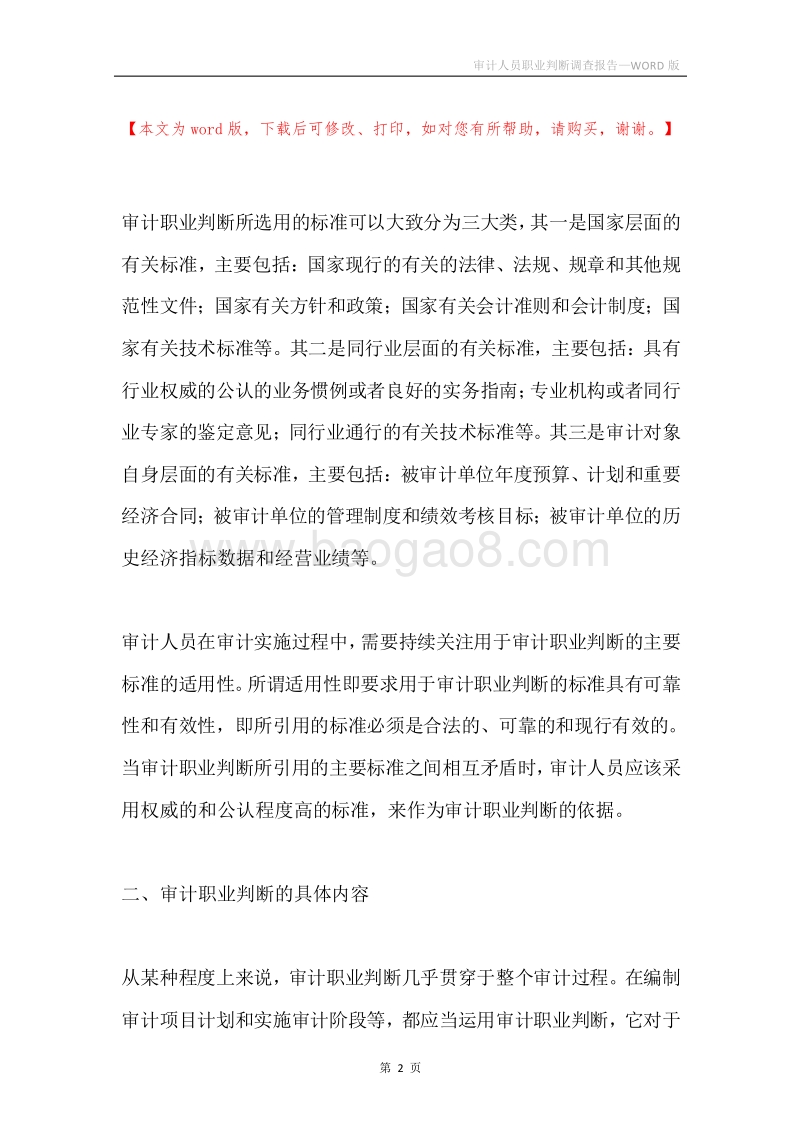 审计人员职业判断调查报告.docx_第2页