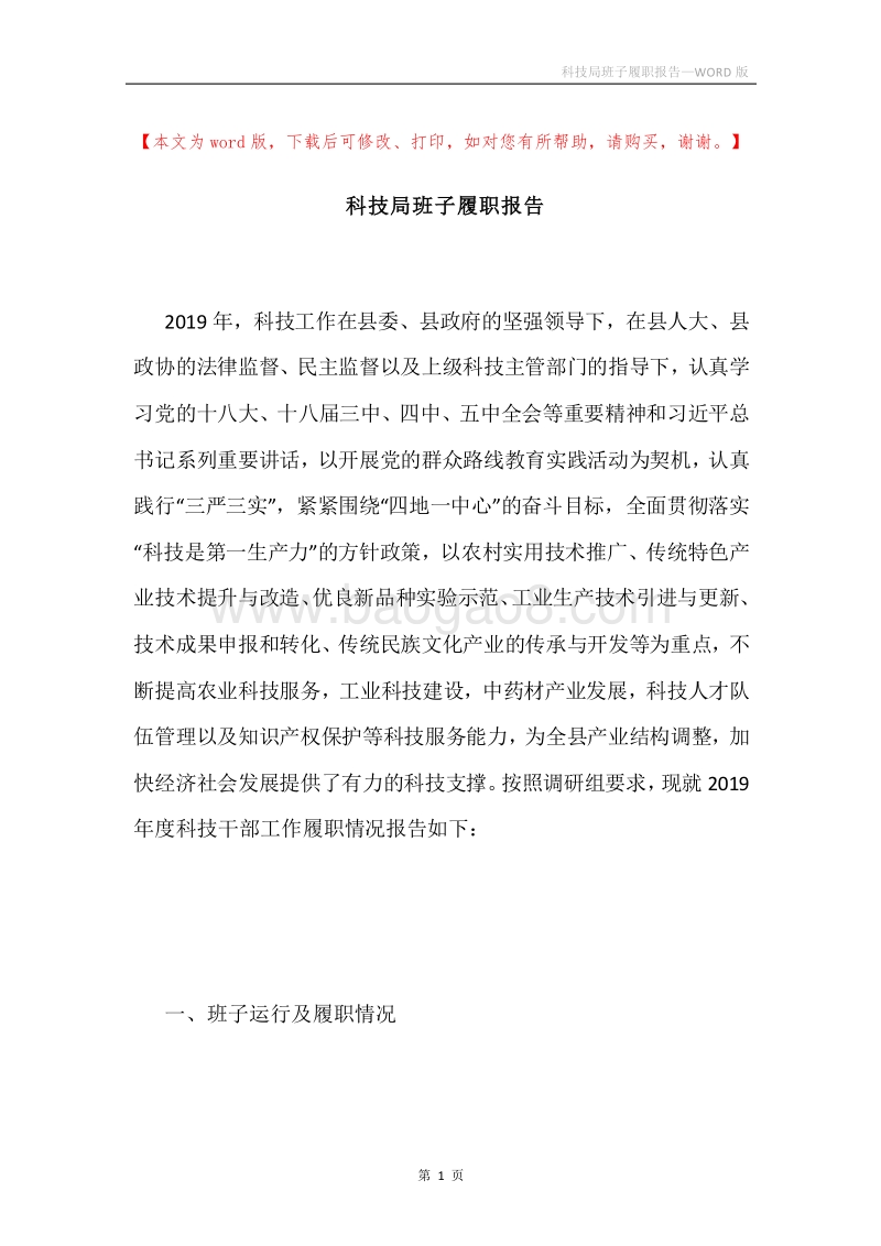 科技局班子履职报告.docx_第1页