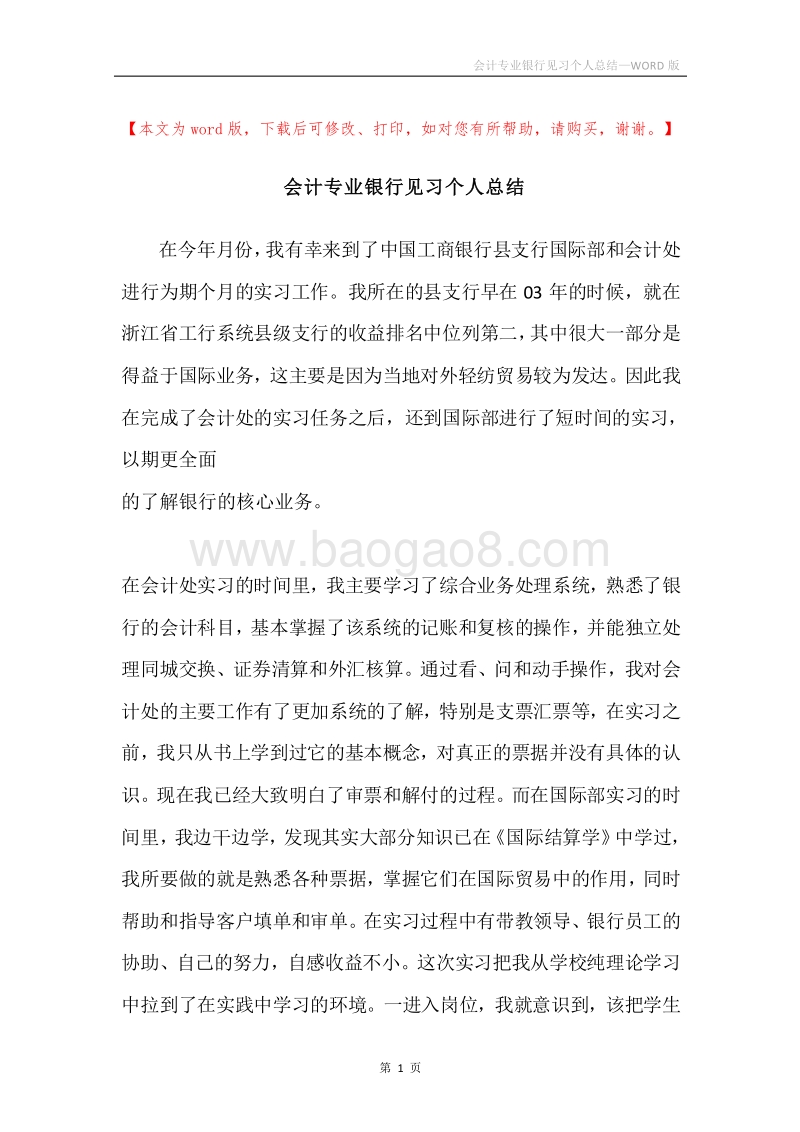 会计专业银行见习个人总结.docx_第1页
