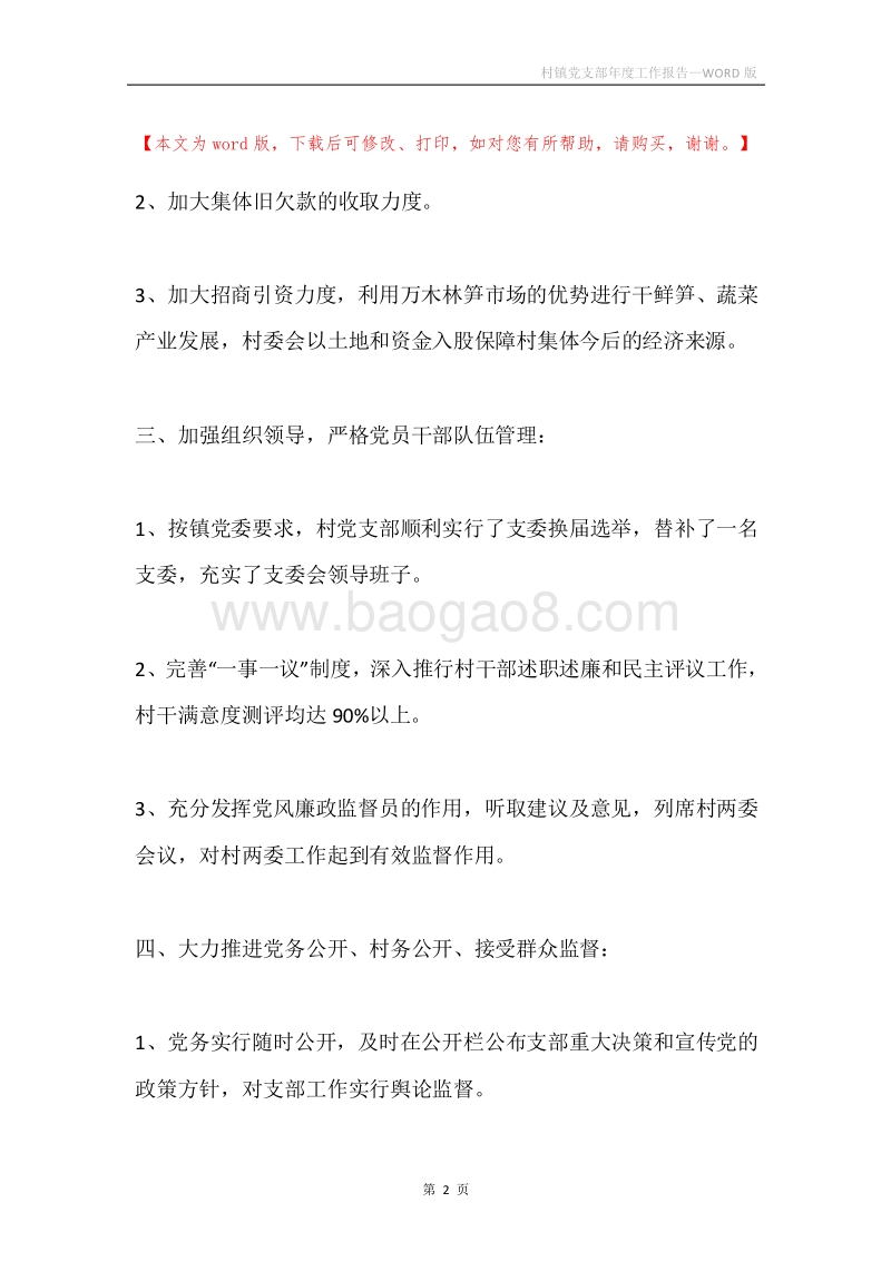 村镇党支部年度工作报告.docx_第2页