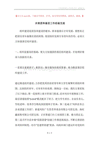 共青团和基层工作经验交流.docx