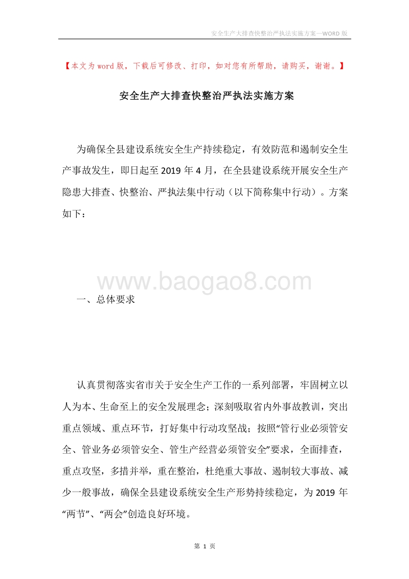 安全生产大排查快整治严执法实施方案.docx_第1页