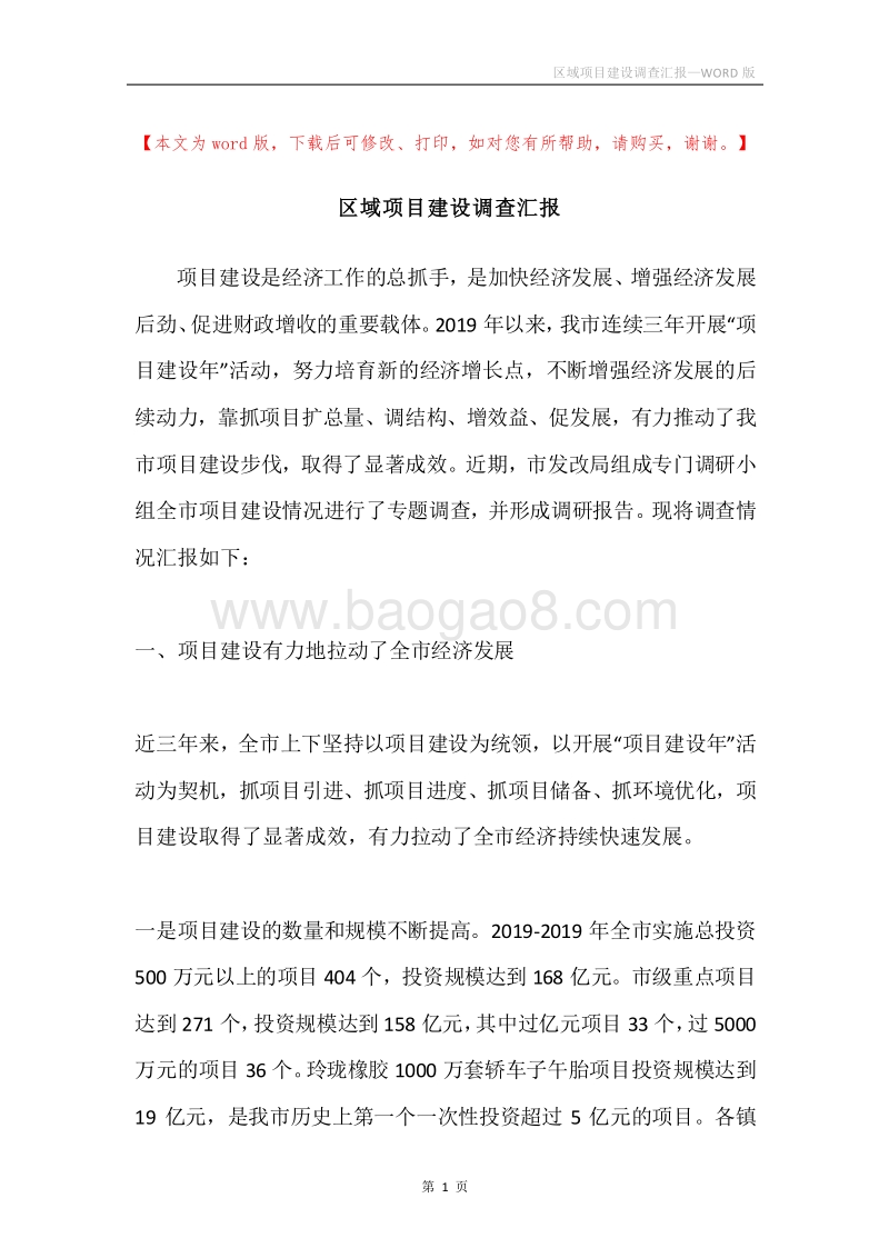 区域项目建设调查汇报.docx_第1页